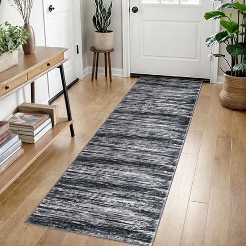 2x7 Black Navy Blue White Modern Abstract Runner Rug for Hallways, Super Soft Hallway Decor Kitchen Rugs with Non-Slip, Non-Shedding Washable Rug for Hallways Entryway Bedroom Indoor