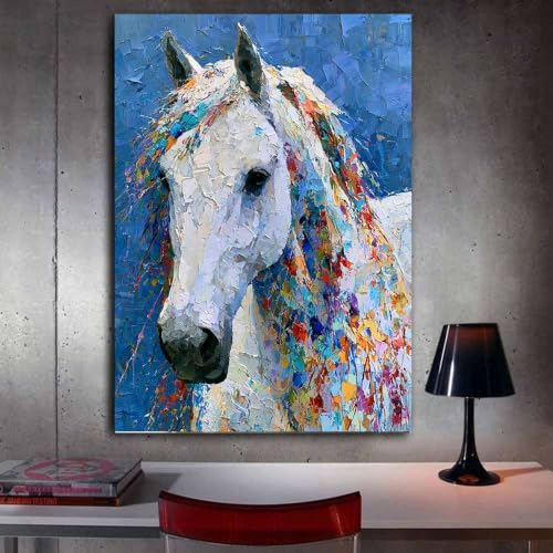 Toile de cheval pour mur vide : transformez votre bureau avec cette peinture multicolore - 3