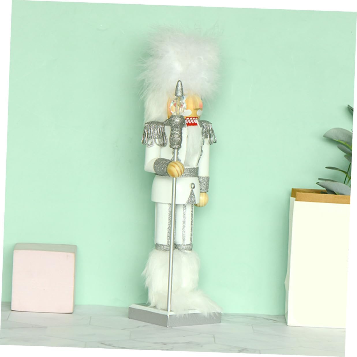 SEWACC Wooden Nutcracker Figurine 35cm Nutcracker Puppet Christmas Tabletop Decor Holiday Party Ornament