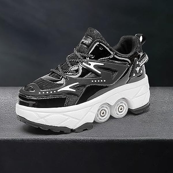 Rullskridskor för flickor och pojkar, parkourskor för vuxna/barn, 2-i-1-rullskridsko med infällbart hjul