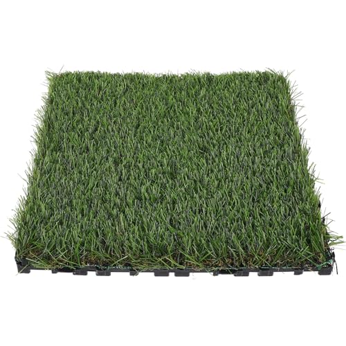 WRITWAA Baldosas de Césped Artificial para Patio y Terraza Suelo Entrelazado Resistente y Antideslizante Color Verde Grosor Reforzado Decoración Exterior para Jardín y Balcón 1 Pieza