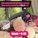 Mini Chainsaw Cordless 6 Inch, Handheld Chain Saw Battery Powered with 2*2.0AH Battery and 2 Super Chains, Small Chainsaw Electric with Auto Oiler System & Security Lock For Women, Yard Gardening Gift - Image 7