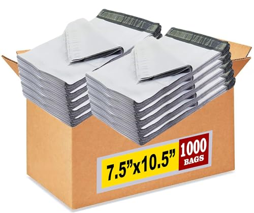 iMBAPrice 7.5x10.5 Inch White Poly Mailers, 1000 Pack I Size #2 Self-Seal Shipping Bags, Waterproof Mailing Envelopes, For Jewelry, Makeup & Small Business