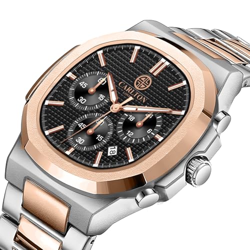 Image of Carlton London Men Stainless Steel Analog Watch | Black Waterproof Watches for Men Boys Male | Fashionable Trendy Quartz Movement Wrist Watch