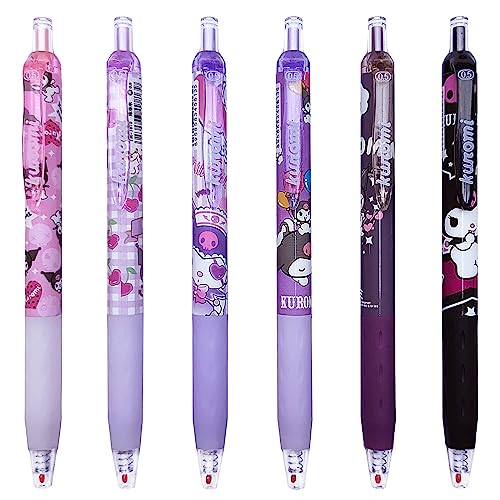 6pcs Cartoon Ballpoint Pens Cute Kitty Black Gel Ink Pens 0.5mm School Supplies Gift