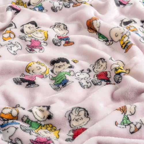 Image of Berkshire Blanket Peanuts VelvetLoft Cute Character Snoopy Plush Throw Blanket,Peanuts Laughing Robe Lilac,Throw 55 in x 70 in (Official Peanuts Product)