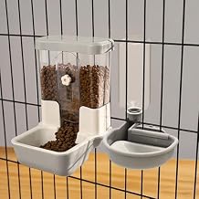Automatic Pet Food Water Dispenser, Auto Gravity Pet Feeder Water Bottle Set for Crate, Feeding Station for Small Dog Cat Rabbit Guinea Pigs Chinchilla Ferret Hedgehog Gray