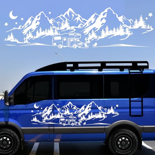 Car Decals Mountain Forest Motorhome Decals Vinyl Waterproof Car Decals Cool Car Decals Side Door Decor for RV Truck SUV Sedan
