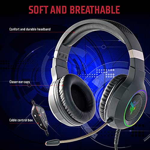 Cuffie Gaming H430 - Cuffie Gaming con Microfono Flessibile. Cuffie da gioco con Controllo del volume, cancellazione rumore esterno, colori LED. Adatti per PC e console - Cuffia gaming - Immagine 3