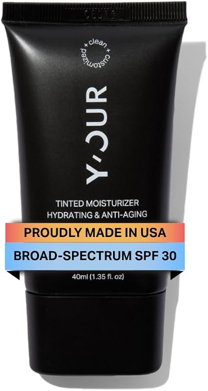 Y'OUR Tinted Moisturizer SPF 30: Anti-Aging Face Sunscreen & Hydrating BB Cream. Sheer Buildable Color Correcting Coverage. Dewy, Oil-Free for Mature, Dry & Oily Skin, 1.35 oz (Light)
