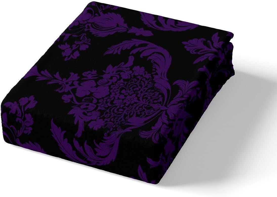 Feelyou Purple Black Vintage Damask Floral Duvet Cover Set Gothic Bohemia Floral Bedding Set King Size for Kids Boys Girls Oriental Antique Comforter Cover Luxury Flower Quilt Cover,No Comforter