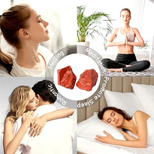 Image of 2Pcs Red Jasper 1.8-2.2 inch Large Healing Crystals Stones Natural Raw Rock Rough Crystals Rocks Red Jasper Stone for Wrapping Decoration Cabbing Wicca Reiki Wire DIY Polishing Gifts