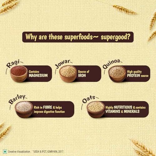 Image of Saffola Oats Multigrain | 480g | 5 Super Grains-Rolled Oats, Ragi, Quinoa, Jowar, Barley | Helps Reduce Cholesterol, Helps Manages Weight, Reduce Risk of High BP, Aids Digestion (Pack of 3)