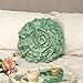 AT17 Cojín Decorativo Redondo Terciopelo, Cojín con Volantes, Almohada Decorativa, Funda de Cojín, Cojín con Relleno Romántico Rústico Shabby Chic - Volantes - Diametro 40 cm - Verde Agua