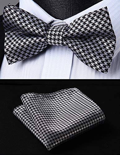 Image of HISDERN Suspenders for Men Paisley Floral Bow tie Suspender Pocket Square Sets Adjustable Y Shape 6 Clips Wedding Braces