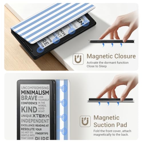 Image of CoBak Magnetic Case for XTEINK X4, Ultra-Lightweight Protective Cover for Xteink X4 E-Reader, Secure Magnetic Attachment(Blue & White)