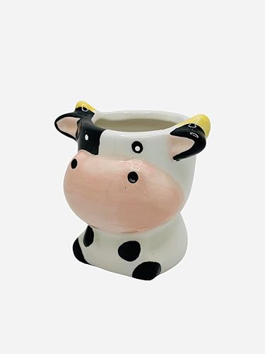 Miniatura 3 de CZ Grain 1 maceta  3 pulgadas  Pequeña maceta suculenta de cerámica para animales, bonita decoración para el hogar y la oficina (vaca)