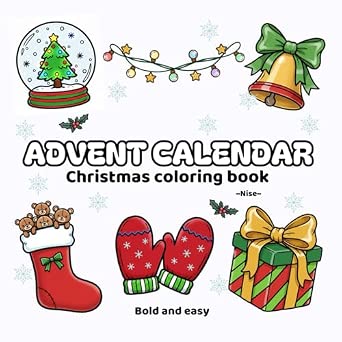 Advent Calendar Christmas Coloring Book – Bold & Easy Designs | Amazon ...