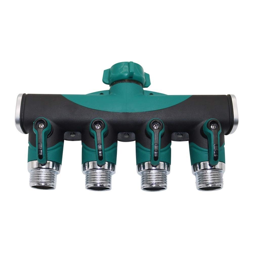 Conectores divisores de 4 vías de 3/4" con válvula for conexión de agua por aspersión, conexión de manguera de 4/7 mm y 8/11 mm, rosca estándar estadounidense, accesorios for agricultura y agua for ja