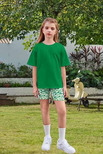 Image of Arshiner Girls Clothes Summer 2 Piece Outfits Drop Shoulder T-Shirts and Biker Shorts Kids Fashion Clothing Sets