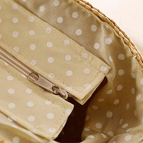 H.S.G.K Grote Vrouwen Schoudertassen Pastorale Bloem Stro Tas Schouder Hand Geweven Tas Beige Strand Vrouwelijke Tas Effen Kleur - Image 6