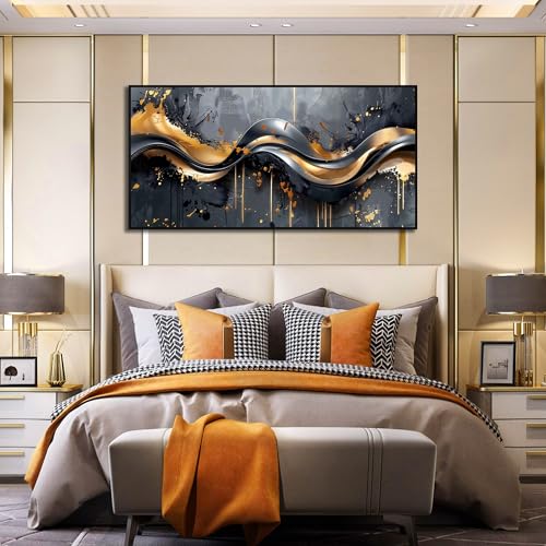 Image of AOZEMI Gold Canvas Wall Art Large Abstract Wall Decorations for Bedroom
