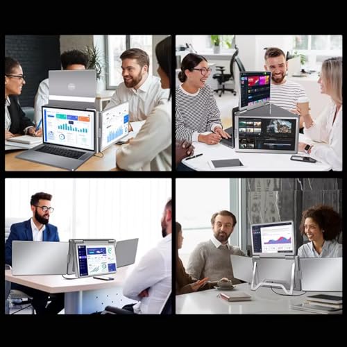 Image of TUTT 14 inch Triple Portable Monitor | Single Cable Setup 16:10 Ratio | Laptop Quad Screen Extender | S780 | 90-Minute Tech Support