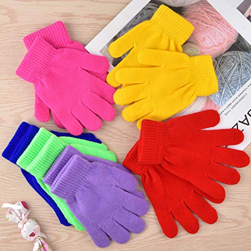 Coopay 6 Pairs Kid's Winter Warm Magic Gloves Children Stretchy Full Finger Knitted Mittens Gloves for Boys Girls Student (Mixed Colors 1, 7-12 Years)3