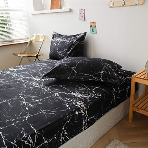 Feelyou ZL03CLZSJ QUEEN Marble Printed Fitted Sheet Queen Chic Luxury Black Marble Bed Sheet Set For Kids Teens Adults Bedroom Decor Modern Abstract Art Ultra Soft Women Men Bed Cover  thumb #1