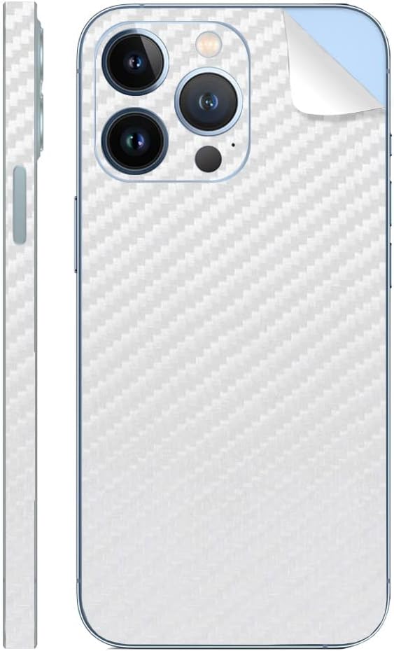 SopiGuard Sticker Skin for iPhone 13 Pro Max Precision Edge-to-Edge Rear and Side Panels Vinyl Decal (Carbon White)