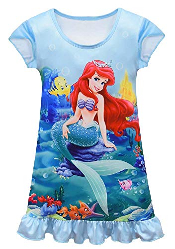 WNQY Little Girls Princess Dress Toddler Cartoon Casual Shirtdress(3T,Blue)