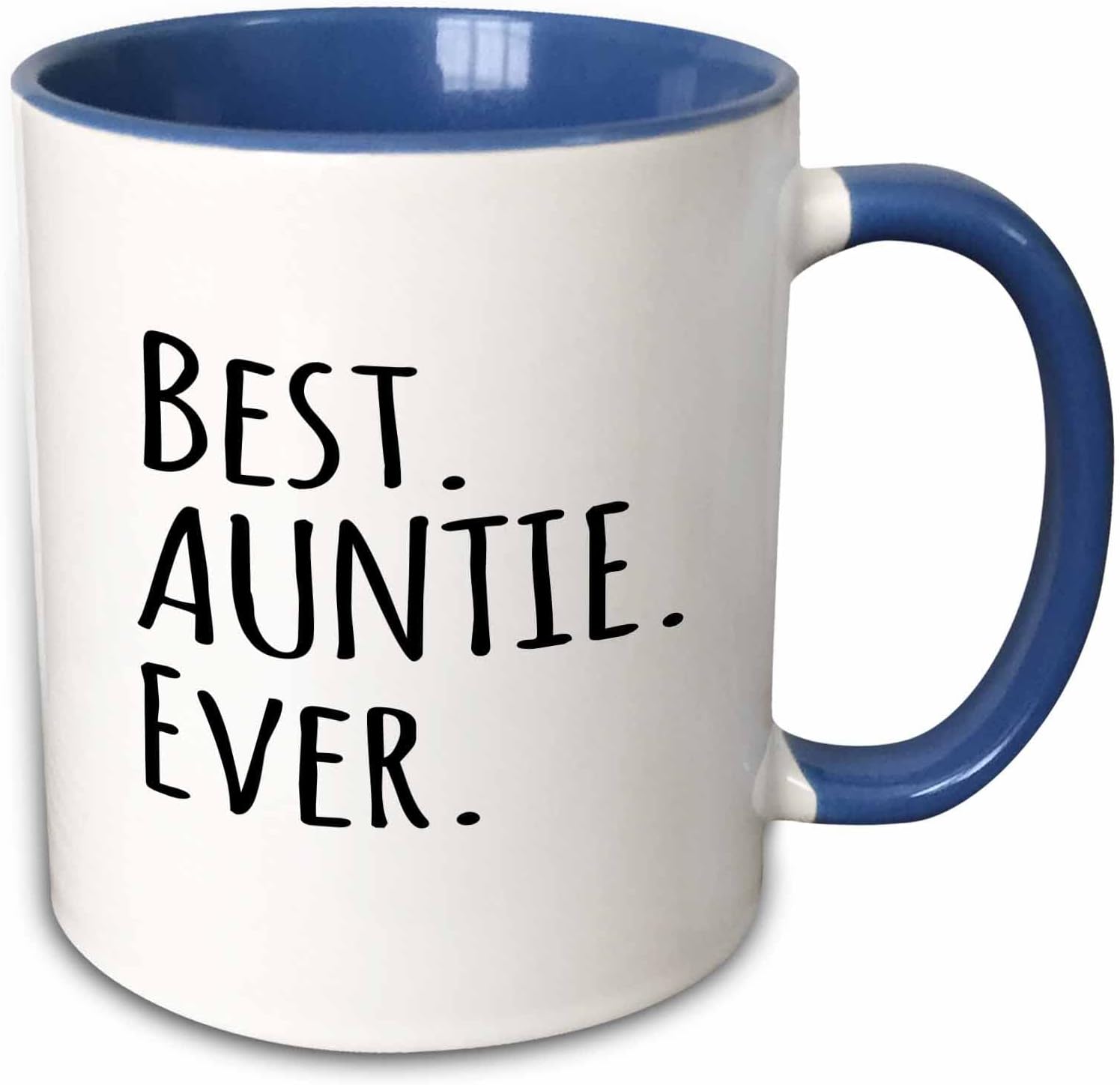 3dRose Best Auntie Ever - Family gifts for relatives and honorary Aunts and Great Aunts - black text 15oz Two-Tone Blue Mug