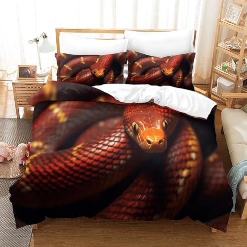 Parure de lit serpent 3D housse de couette microfibrire King 220x240