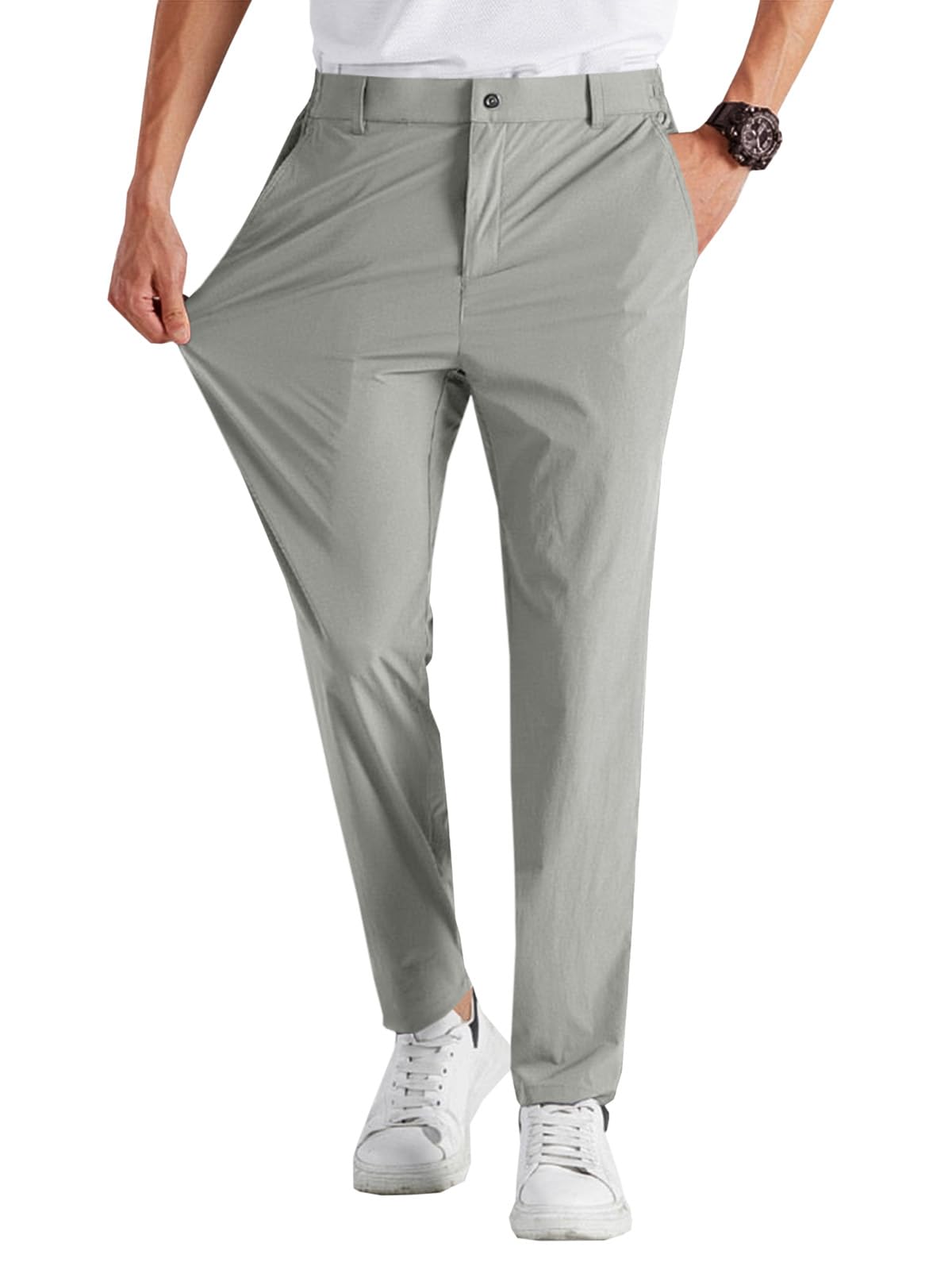 Runcati Mens Stretch Golf Pants Casual Dress Pants Work Trousers