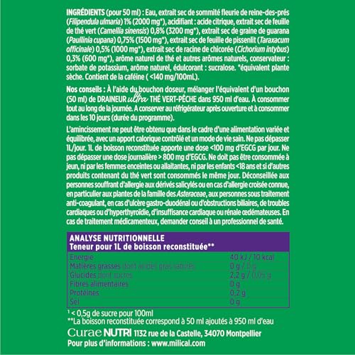 Milical Draineur Ultra Minceur - Lot de 2 Flacons 500 ml – (Thé Vert Pêche) – vue 3