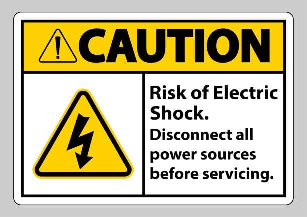 CAUTION RISK OF ELECTRIC SHOCK SIGN | Acrylic Board Fixed on Waterproof Sticker with double sided Tape