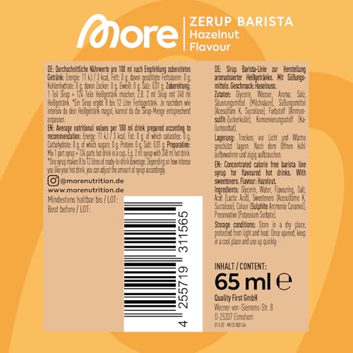 MORE Barista Zerup, Hazelnut, 65 ml, für Kaffee, Tee und Heißgetränke – Ansicht 4