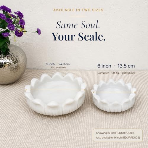 Image of Marble Urli Bowl for Home Decor | Handcrafted Floating Bowl, Decorative Centerpiece for Living Room Table, Luxury Stone Urli Dish, Pooja Decor & Festive Gift Item (Padma /6 Inch)