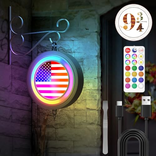 Harry Platform 9 3/4 Sign Night Lights: Wizard Themed Birthday Decorations with 84 RGB Colors - 72H Battery Life USB-C Rechargeable Bedroom Decor - Potterhead Fan Gifts Wall Lamp for House Party