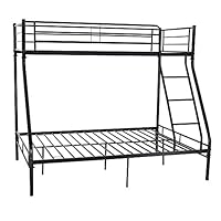 Metal Bunk Bed Triple Sleeper Single Double Triple 3 Person Metal Bed Frame (Black)
