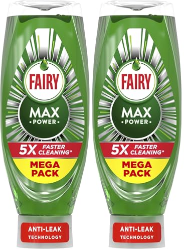 Fairy Max Power Washing Up Liquid 730ML, Easy and Effortless Cleaning, Even On Your Greasiest Pots and Pans (Pack of 2)