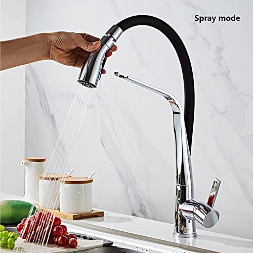 Robinet de cuisine extractible mitigeur eau chaude et froide en laiton