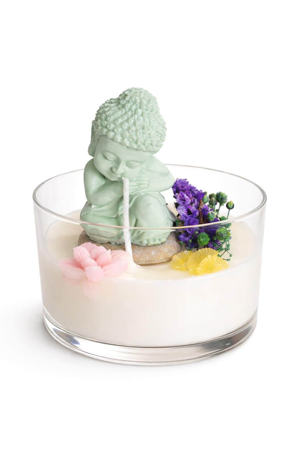TWOC Handcrafted Zen Garden Buddha Soy Wax Candle in Glass Jar | Minimalist Decorative Scented Candle for Meditation, Yoga & Home Décor (Small, French Lilac)-picture-31