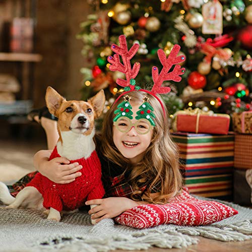 STOBOK 4 PeÃ§as de Tiaras de Natal Ã“culos de Natal Com Moldura de Chifre de Rena ChapÃ©us Fantasia