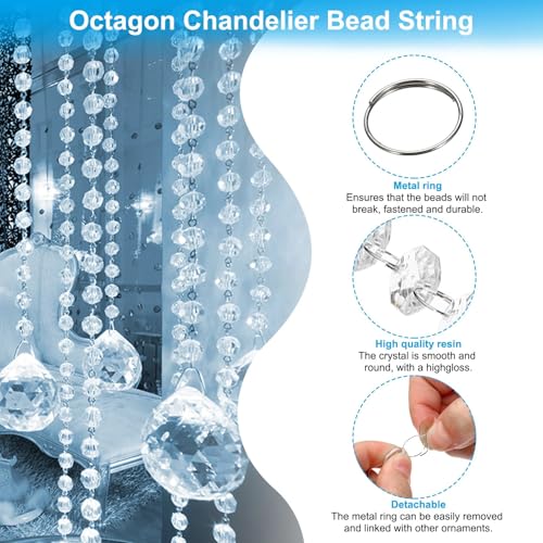 10m Acryl Kristall Perlen Girlande 14mm Kronleuchter Edelstein Perlen Kette hängende Kristalle Perlen Saiten für Hochzeitsfeier Manzanita Mittelstück Weihnachtsbaum