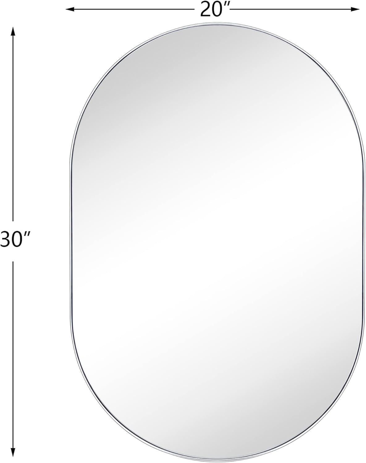 TEEBARN Chrome Oval Bathroom Vanity Mirror Pill Shaped Capsule Wall Mounted Mirror with Metal Frame Hangs Vertical & Horizontal 20x30