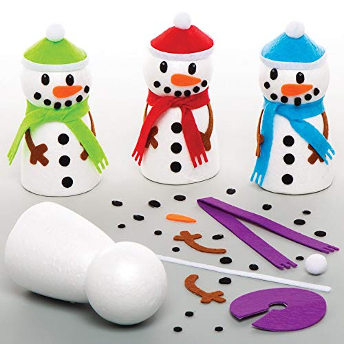 Baker Ross AT190 Kits Muñeco de nieve (Pack de 4) para manualidades y decoraciones navideñas