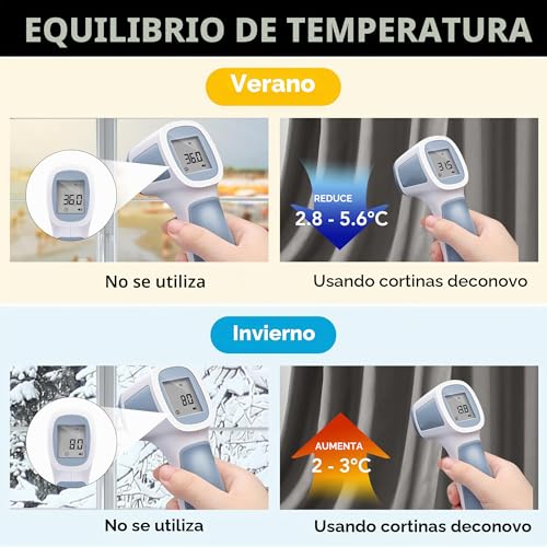 Miniatura 8 de Deconovo Cortinas Térmicas Aislantes Frío Y Calor Opacas Blackout Cortinas Modernas Para Salon Y Dormitorio, 2 Piezas Con Ojales 140x245 Cm, Gris Claro, Elegantes Curtains Aislantes Para Hogar
