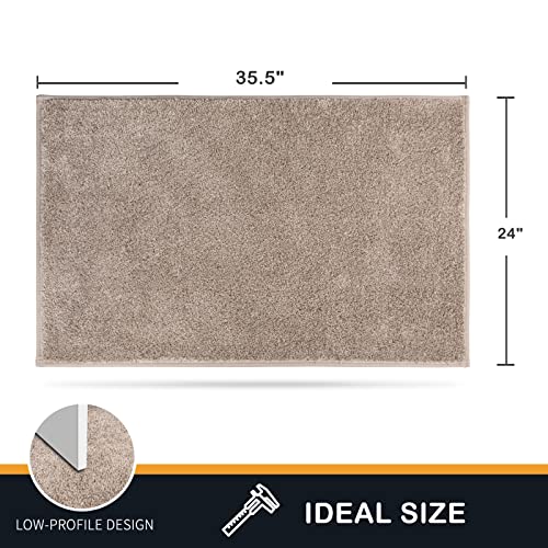 PURRUGS Dirt Trapping Door Mat 24" x 35.5", Non-Slip Machine Washable Entry Rug, Shoe Scraper, Dog Doormat, Super Absorbent Welcome Mat for Front & Back Door, Muddy Shoes & Paws, Taupe