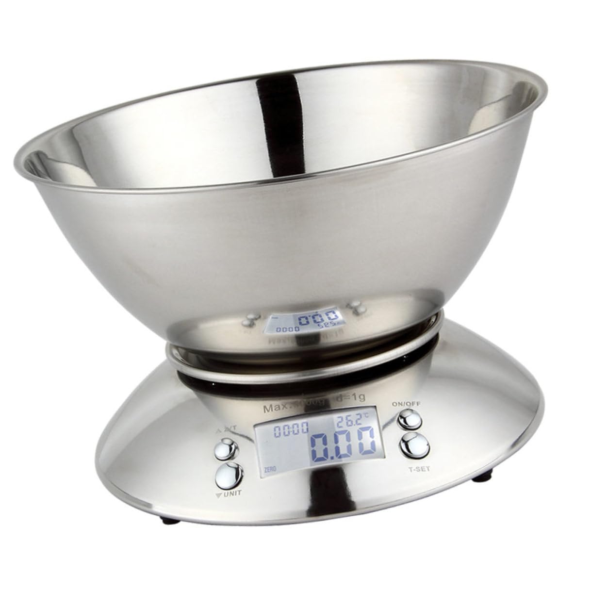 Stainless Steel Kitchen Scale with Bowl and Clock Digital Food Scale High Precision Weighing Tool for Home Cooking and Baking Random Color